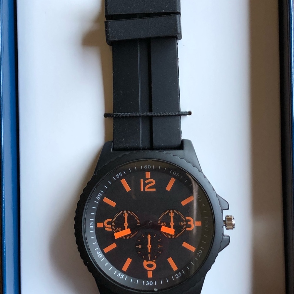 NIB Black Watch with Orange Numbers 3 Dials - Picture 8 of 8
